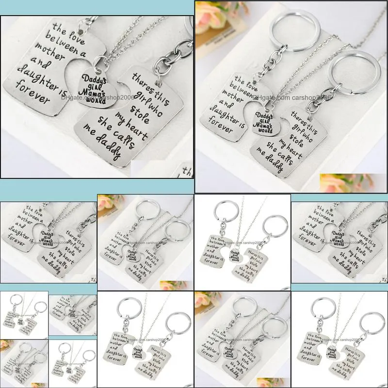 family necklaces dad mother daughter pendant necklace keychain family mother`s day father`s day keyring father mom necklaces