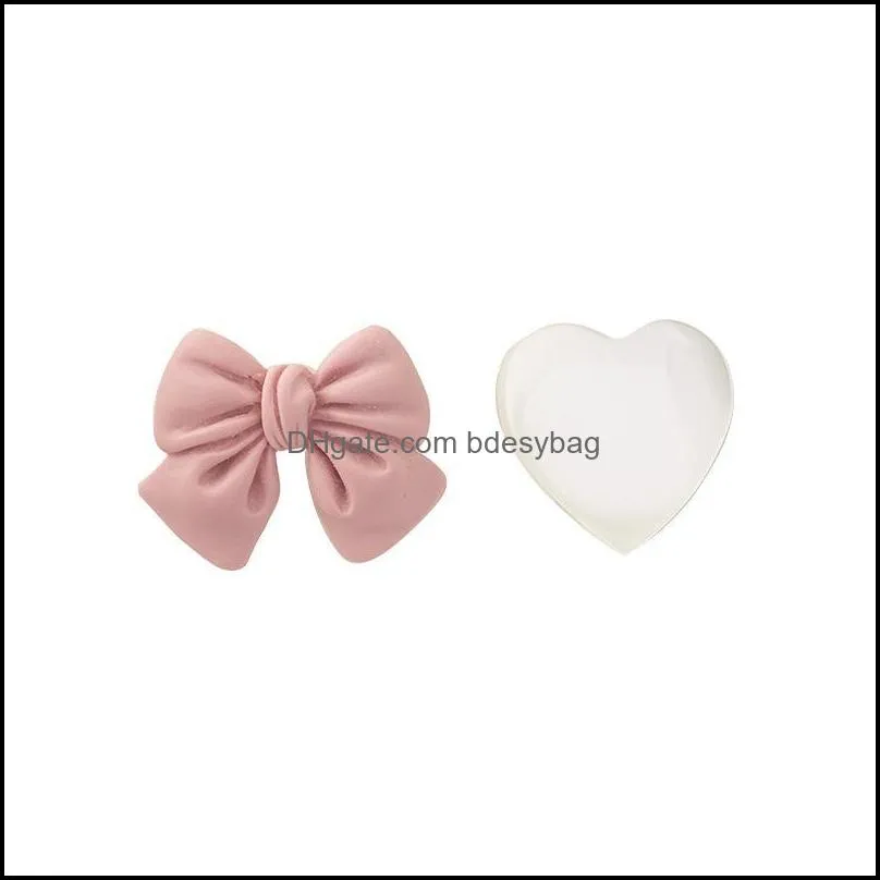 dangle & chandelier cute bow stud earring fashion heart jewelry 2022 korean wholesale cartoon romantic pink asymmetry accessories for