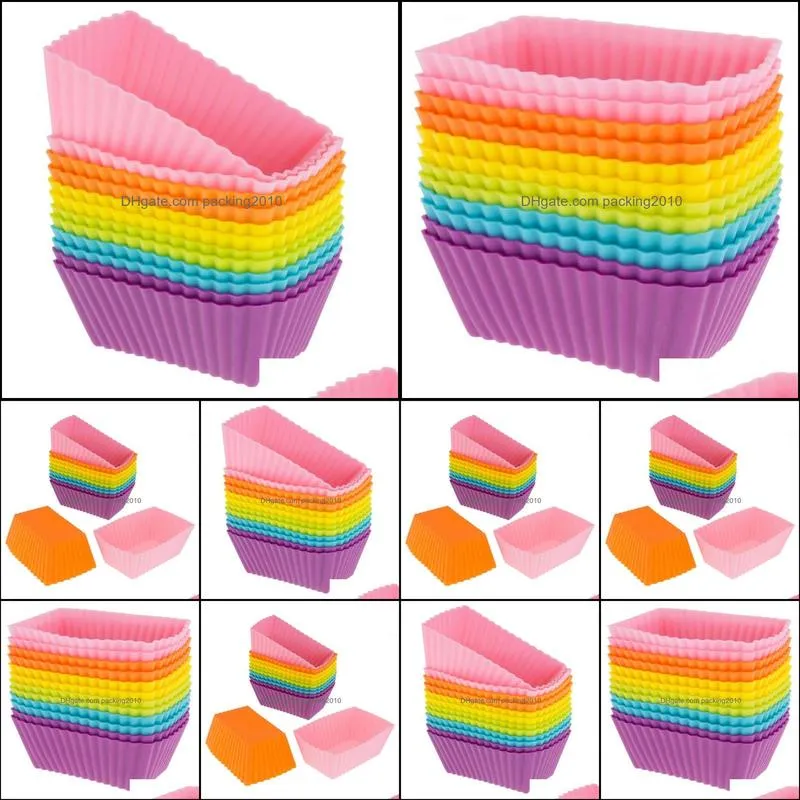wholesale 12pcs mini rectangle shape silicone muffin cupcake mould bakeware maker mold tray baking cup molds baking tools#45