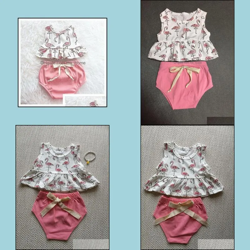 europe fashion summer infant baby girls printed tops + pp shorts 2pcs kids babies sets child outfits mxhome