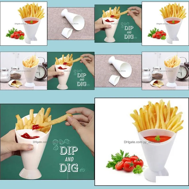 home kitchen potato tool tableware 2 in 1 french fry cone with dipping cup fries salad bowl bowls