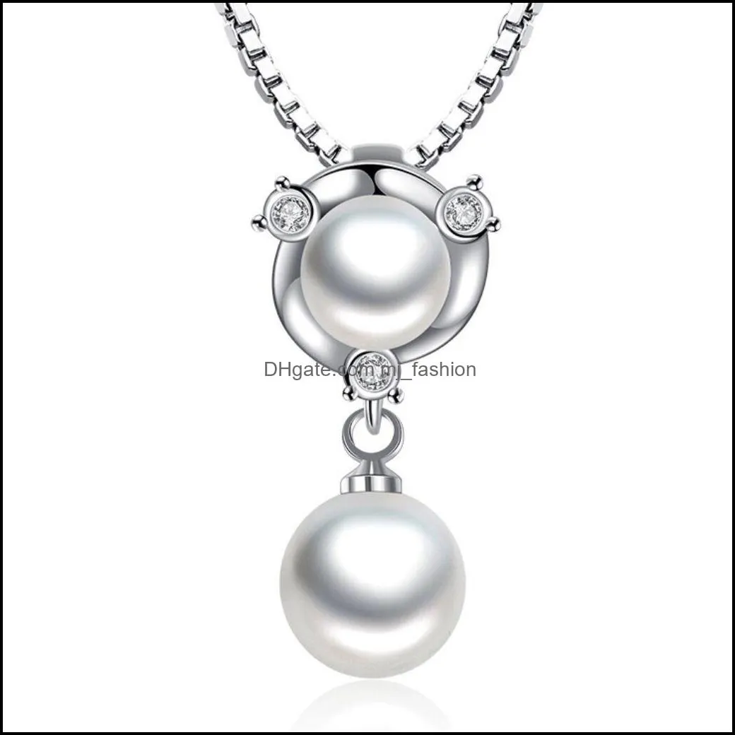 pearls necklaces imitation silver jewelry plated silver necklace