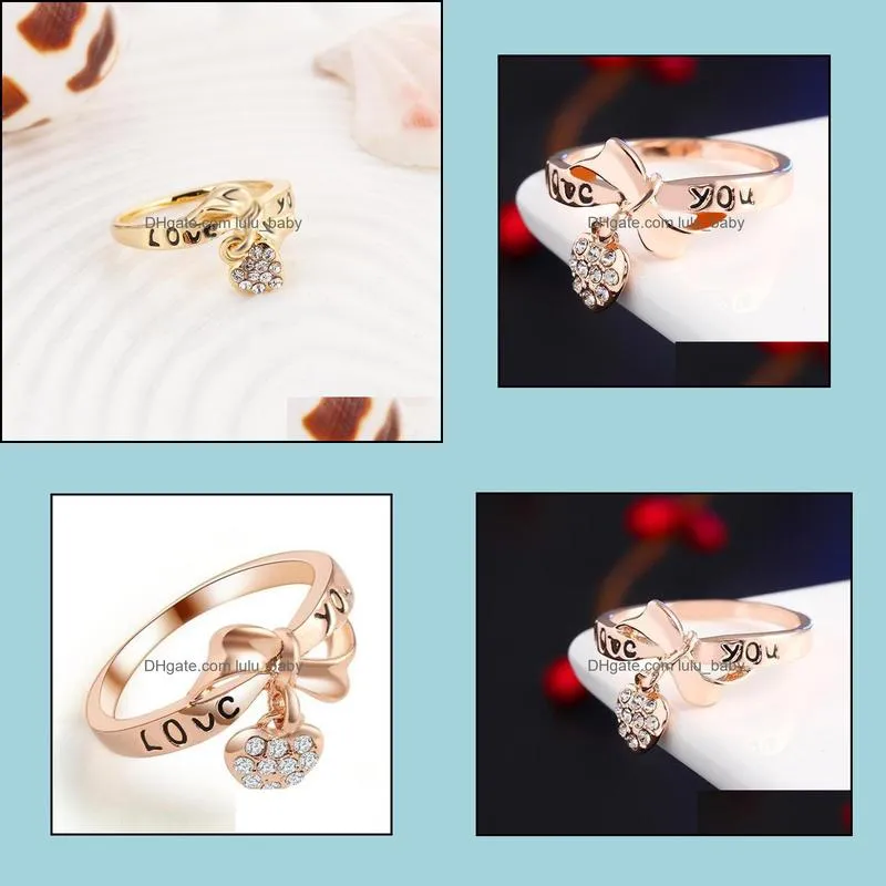 diamond engagement ring bowknot plated cubic zirconia sapphire gemstone rings wedding ring set