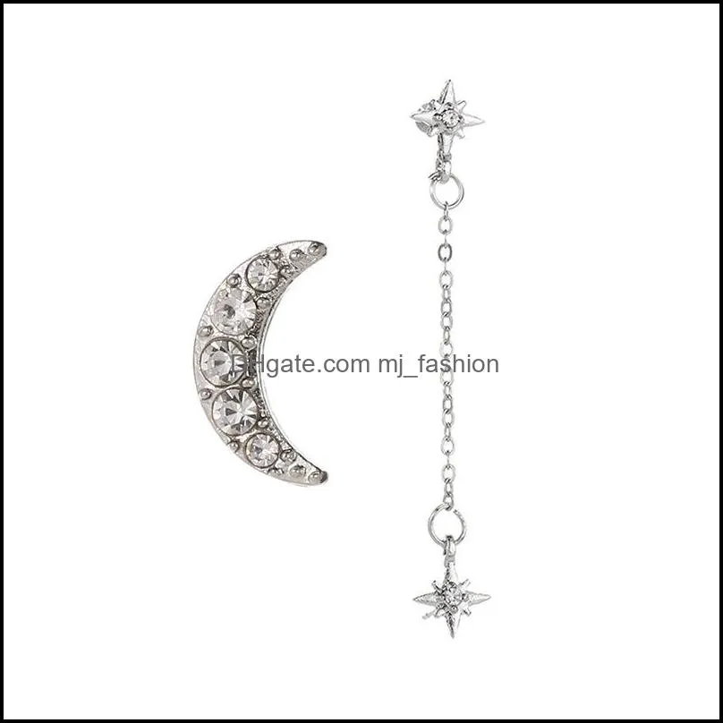 unique punk earring korean fashion sweet hollow moon star stud earrings double star with moon earrings chic bracelet