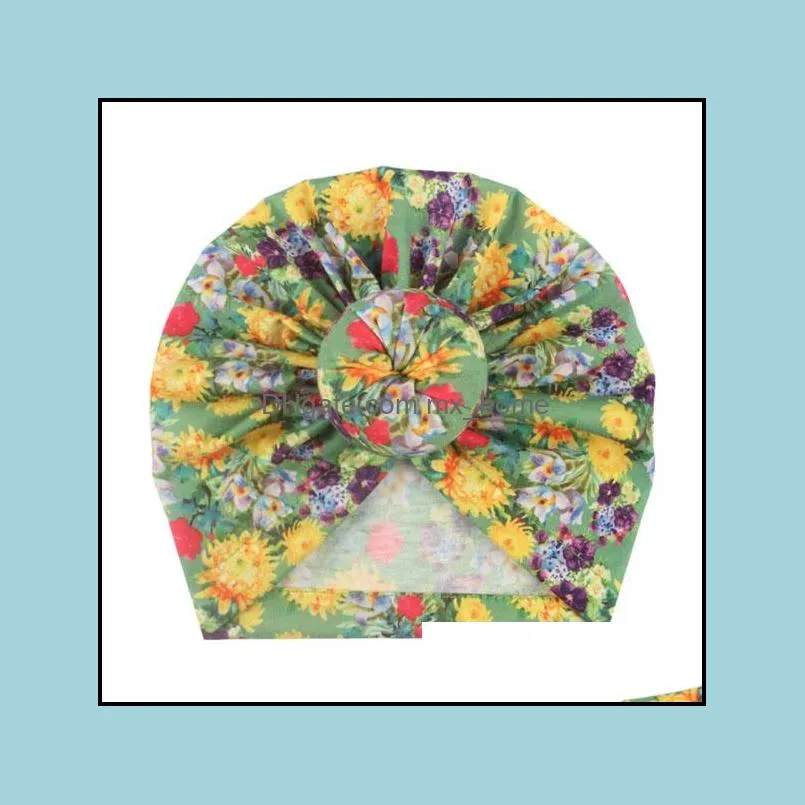 15578 vintage europe infant baby boys girls hat florals donut headwear child toddler kids beanies turban hats babies hat