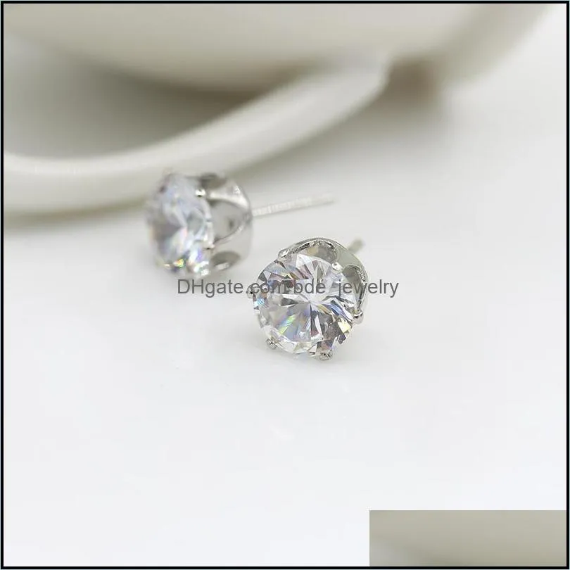 earrings for women wholesale brand round zirconia purple white cz diamond stud earring