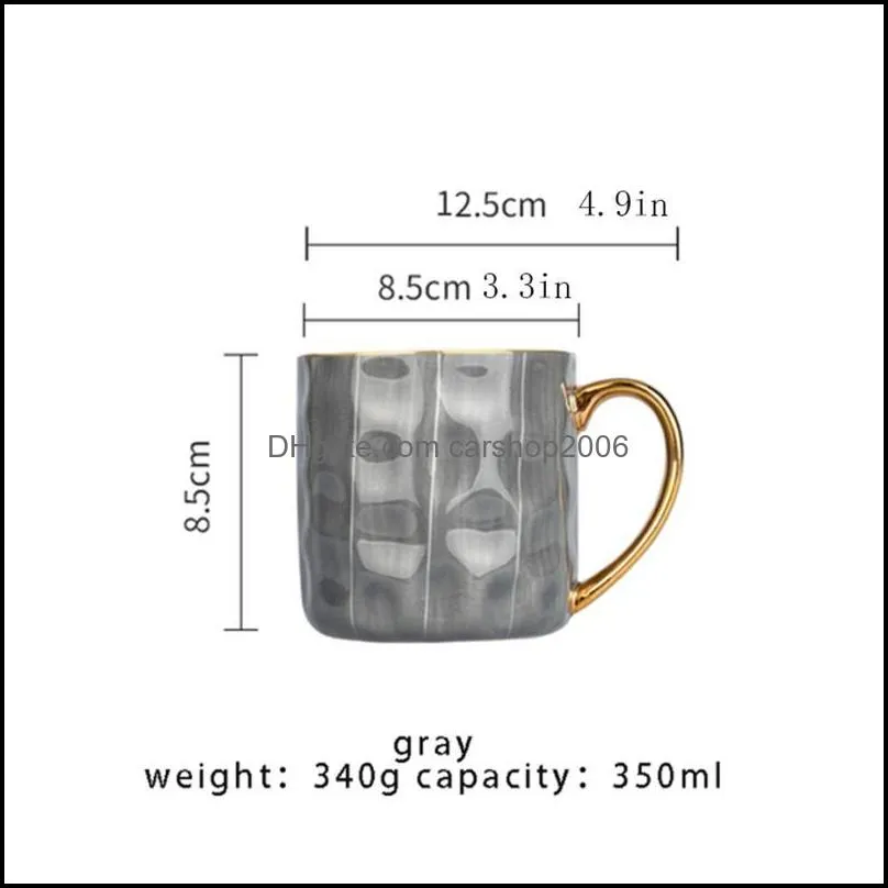 mugs phnom penh handle ceramic mug tumbler breakfast milk coffee cup home kitchen juice concave-convex surface 350ml