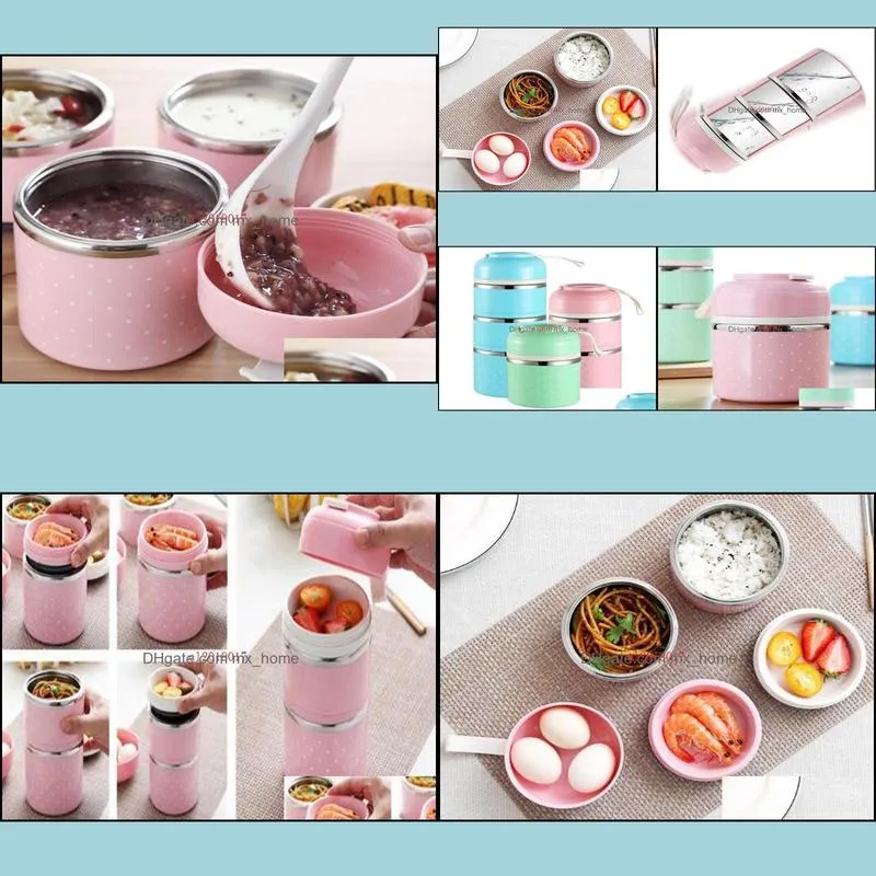 high quality cute korean thermal lunch box leak-proof stainless steel bento kids portable picnic school contai dinnerware sets