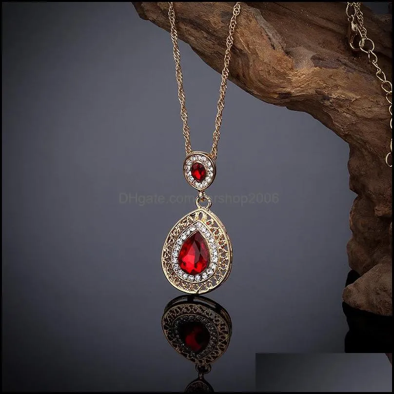 bridal jewelry set austrian crystal pendant set silver plated water drop wedding jewelry set