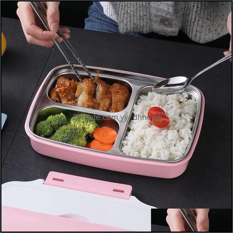 dinnerware sets 304 stainless steel insulated lunch box, student office worker, sealed compartment fast plate