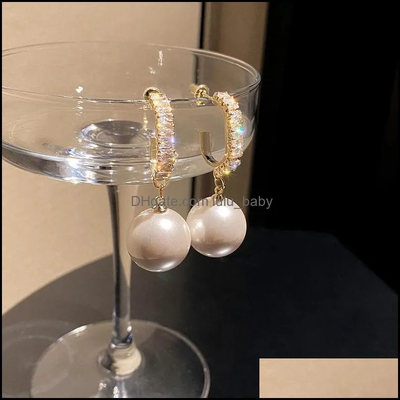 dominated fashion fine pearl drop earrings contracted senior geometric metal temperament women earrings jewelry