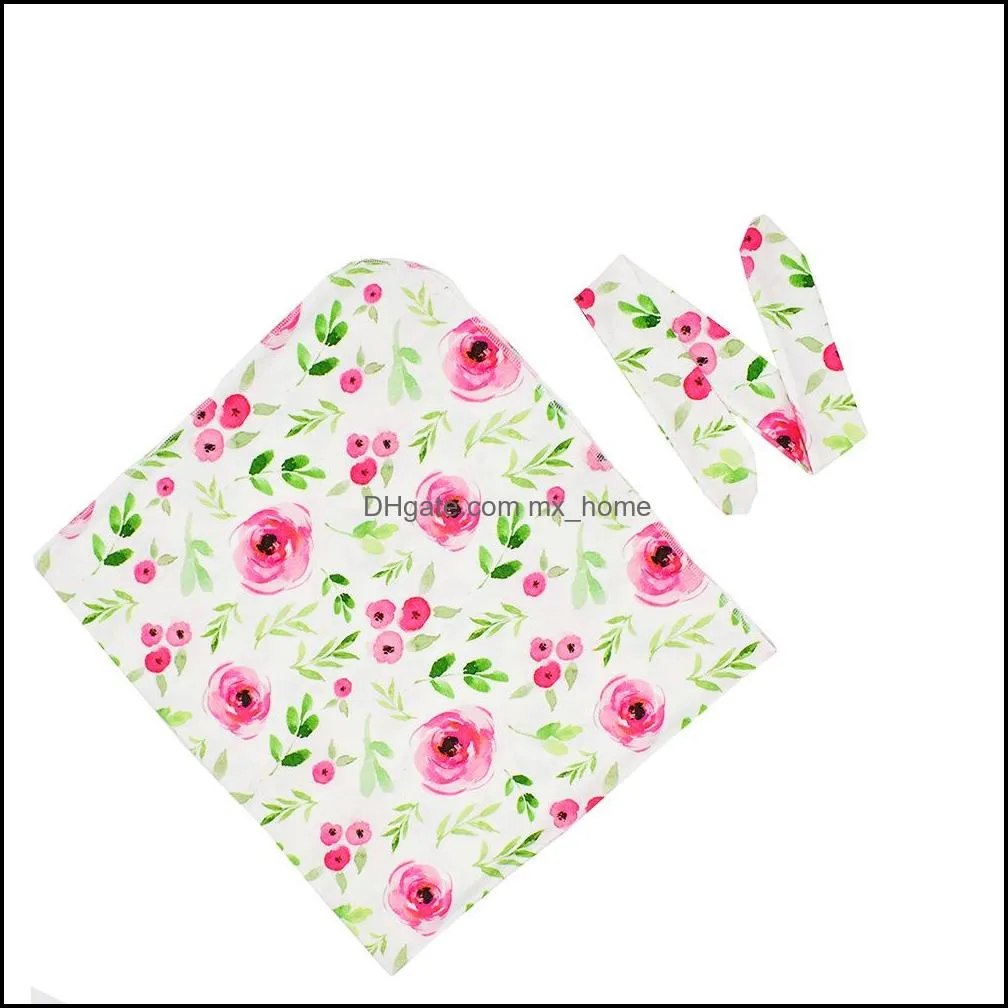 europe baby florals swaddle wrap blanket wraps blankets nursery bedding towelling baby infant wrapped cloth with diy headband mxhome