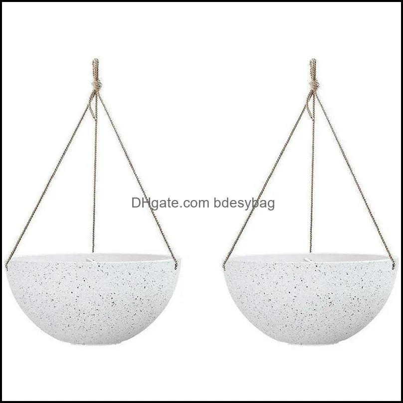 2021 2pcs hanging planters for indoor plants - flower pots outdoor garden planters and pots,speckled white y0910