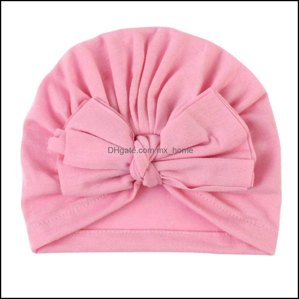 baby kids hat candy color headwear child toddler kids beanies turban bowknot cotton hats children hat 21 colors mxhome
