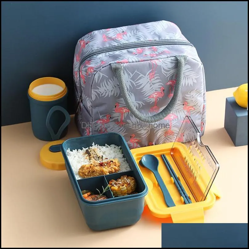 grid microwave lunch box portable japan compartment bento box simple style fruit salad container storage for kids with tableware
