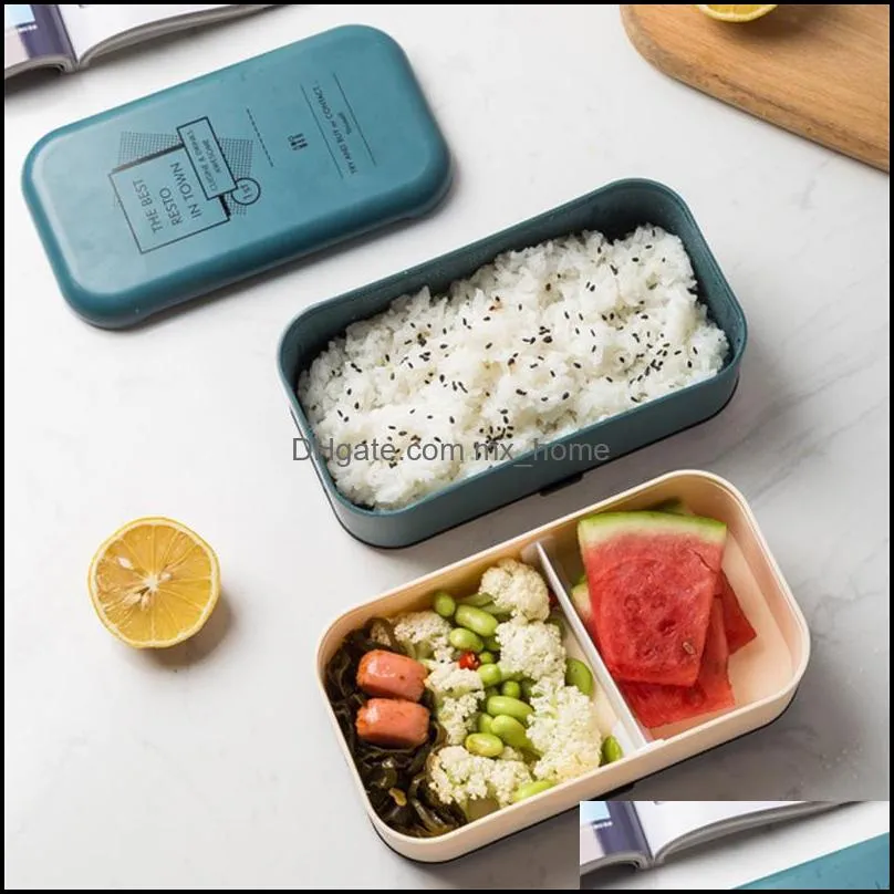 lunch box bento for school kids office worker picnic double layer japanese microwave portable plastic container with bag dinnerware