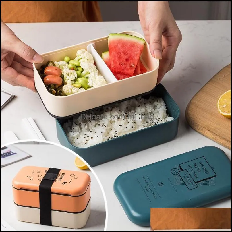japanese style lunch box double-layer separat bento portable microwave lunchbox for office worker children bpa free dinnerware sets