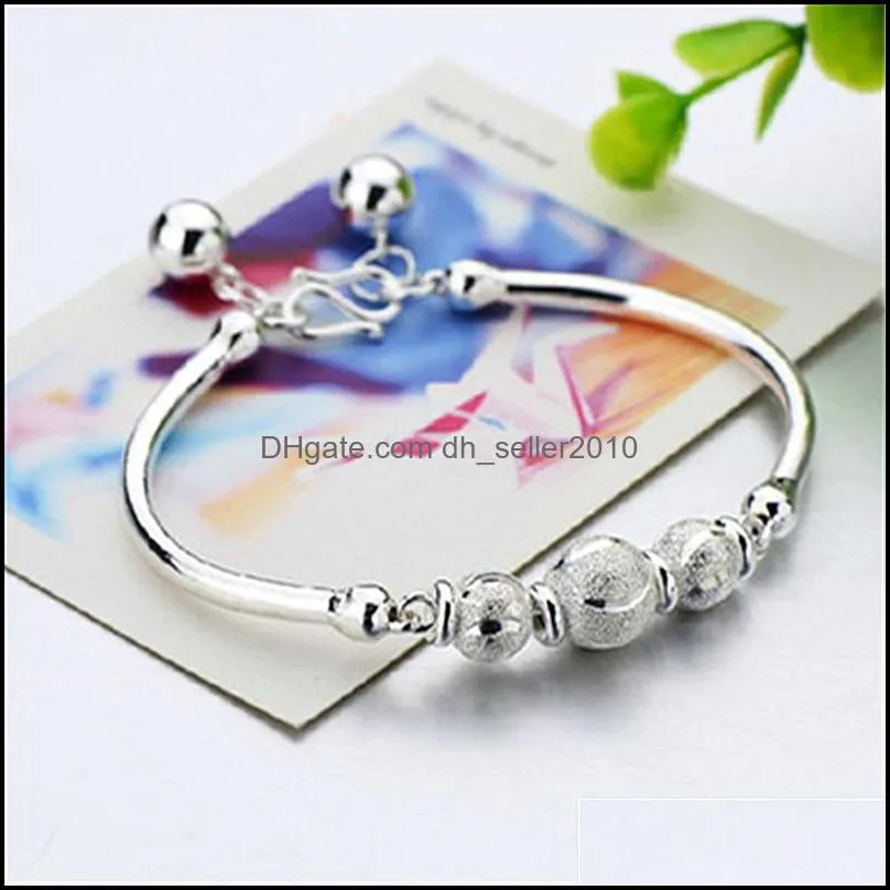 fashion and exquisite women`s silver-plated open bracelet crescent transfer beads bell bracelet birthday gift