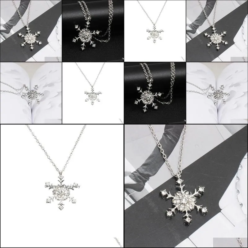 snowflake necklaces charms crystal christmas necklaces & pendants jewelry for women sweater necklace