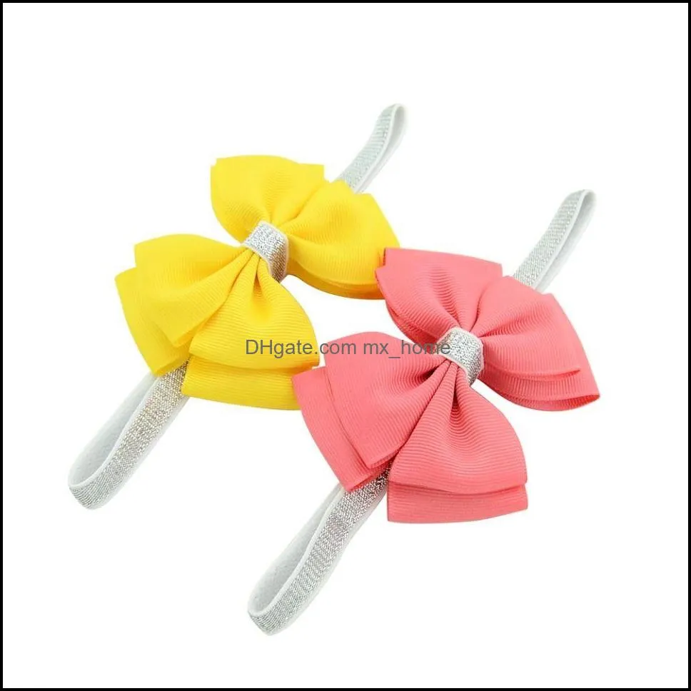 europe babies girls bowknot hair bands double layer bow headband headwear children baby headwraps hair accessory 20 colors mxhome