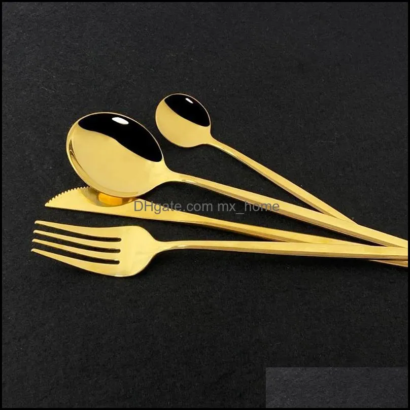 pink gold cutlery set stainless steel dinnerware set 24pcs knives forks coffee spoons flatware kitchen dinner tableware1