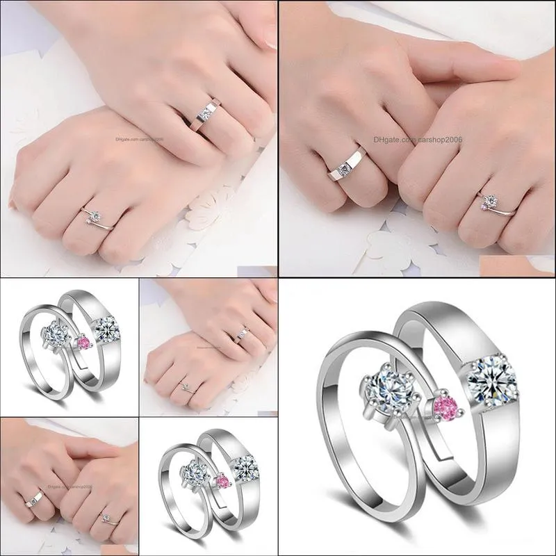 luxury zircon couple rings for women men forever unlimited love engagement wedding rings charm valentine`s day jewelry fashion retro