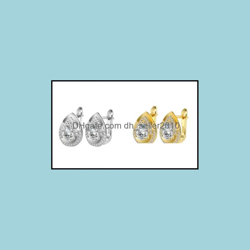 gold earrings with s925 stamp silver cubic zirconia cz drop hoop earrings for women dangle earring fashion jewelry