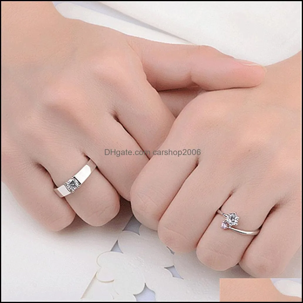 luxury zircon couple rings for women men forever unlimited love engagement wedding rings charm valentine`s day jewelry fashion retro