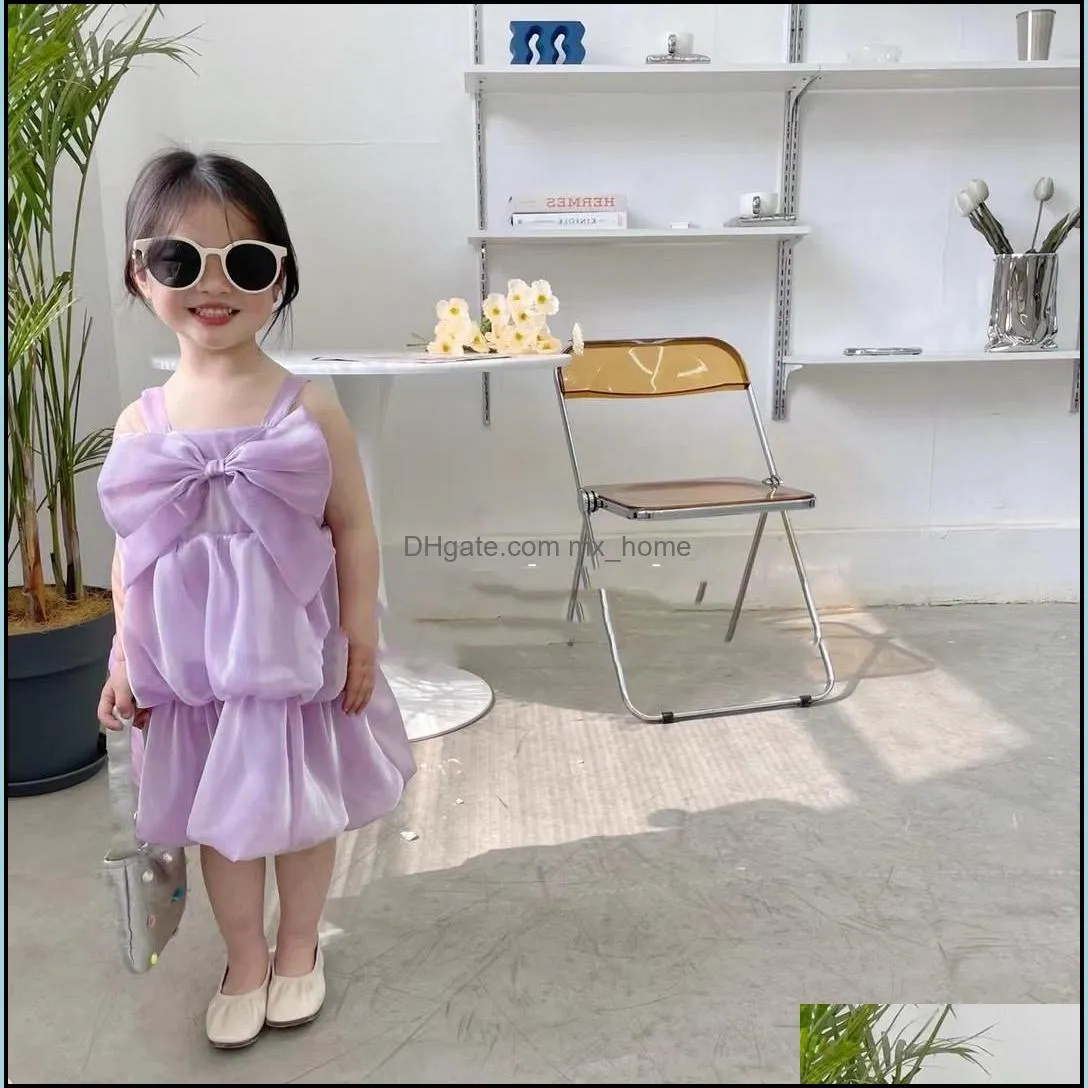 summer baby girls casual dress bubble skirt bowknot strap cake dress children kids princess dresses mxhome