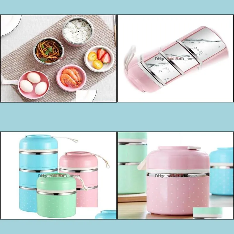 high quality cute korean thermal lunch box leak-proof stainless steel bento kids portable picnic school contai dinnerware sets