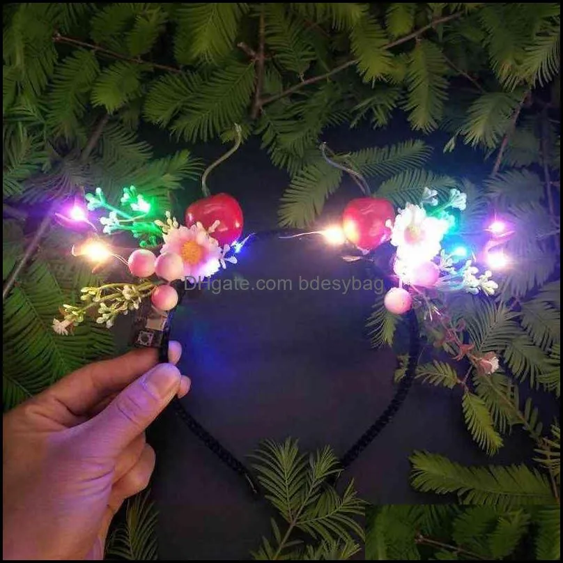 kids adults headband cute led glowing elk antlers reindeer deer cat ear light up party festival y220725