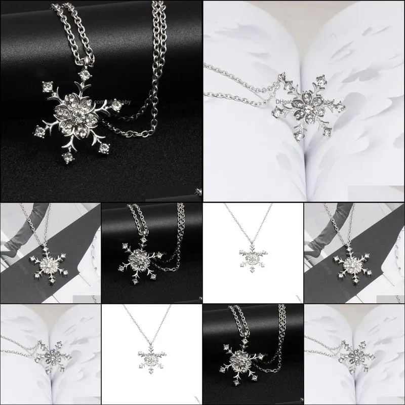 snowflake necklaces charms crystal christmas necklaces & pendants jewelry for women sweater necklace