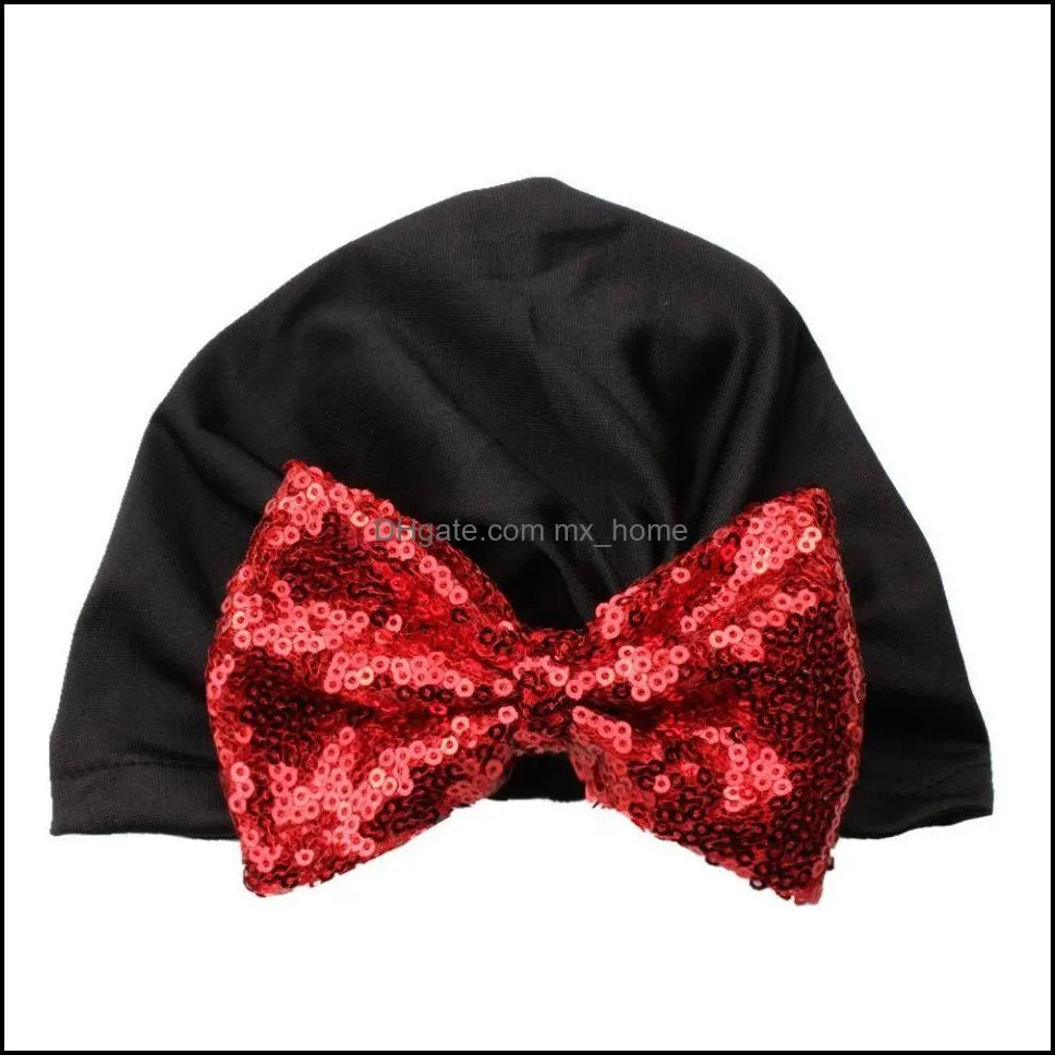 christmas infant baby girls sequins bowknot hat headwear child toddler kids beanies turban hats children hair accessories mxhome