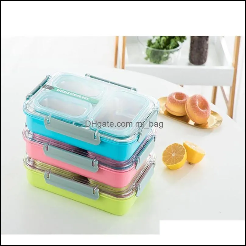 dinnerware sets 304 stainless steel lunch box compartment bento kitchen leak-proof container student children use