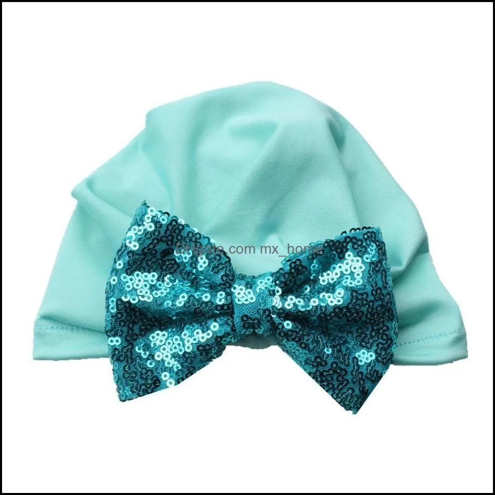 christmas infant baby girls sequins bowknot hat headwear child toddler kids beanies turban hats children hair accessories mxhome