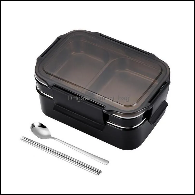 double-layer 304 stainless steel lunch box japanese style tableware bento box for student office workers large