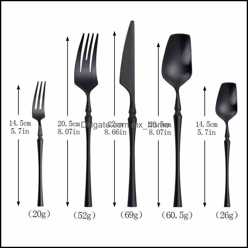 black cutlery set stainless steel fork spoon knife matte tableware dinnerware kitchen coffee tea flatware drop sets