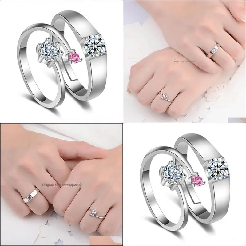 luxury zircon couple rings for women men forever unlimited love engagement wedding rings charm valentine`s day jewelry fashion retro