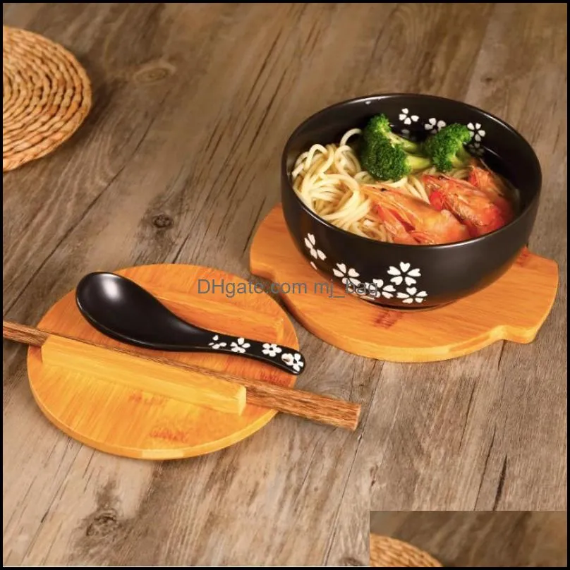 bowls japanese style rice noodle bowl with lid spoon chopstick kitchen tableware ceramic salad soup container dinnerware