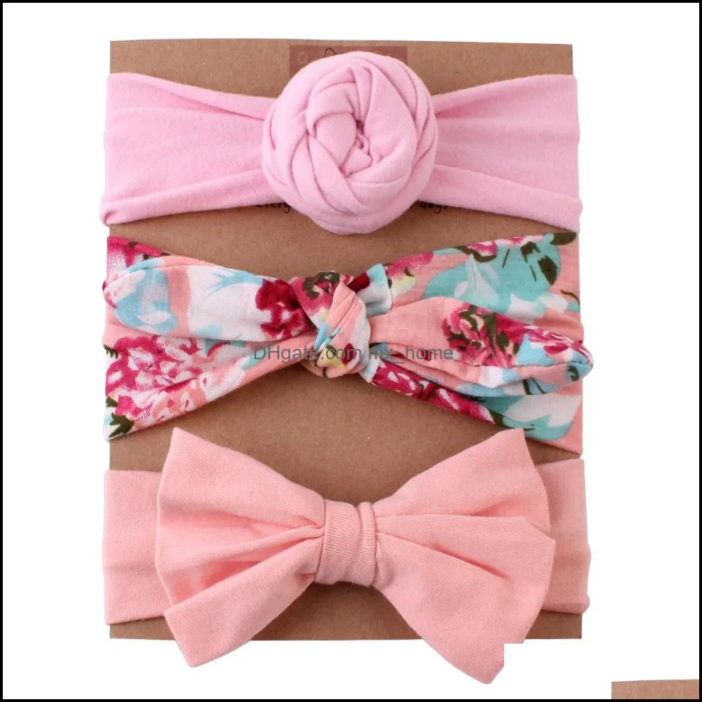 europe baby girls bowknot hair band kids florals candy color headband 3pcs set hairband children hair accessory mxhome