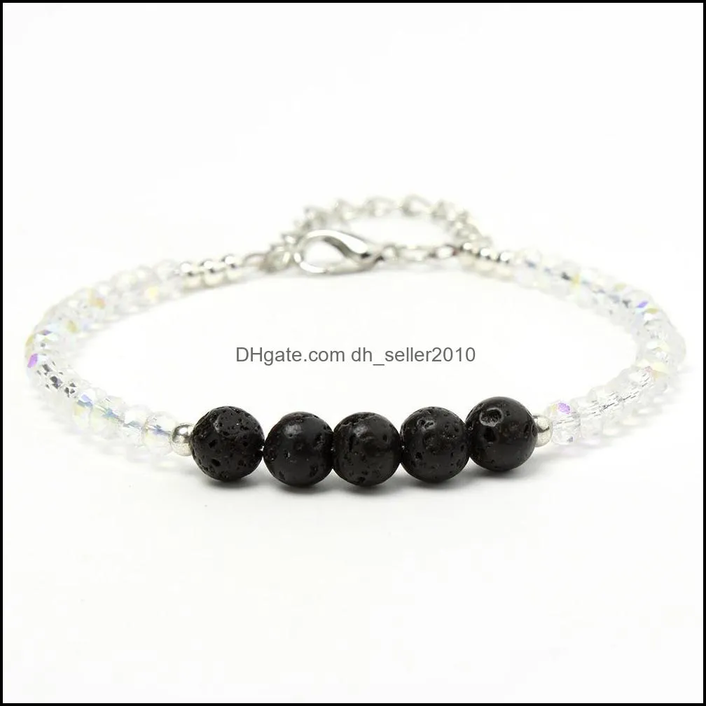 crystal beads bracelet for men women braided bracelets handmade adjustable jewelry black lava stone bracelets