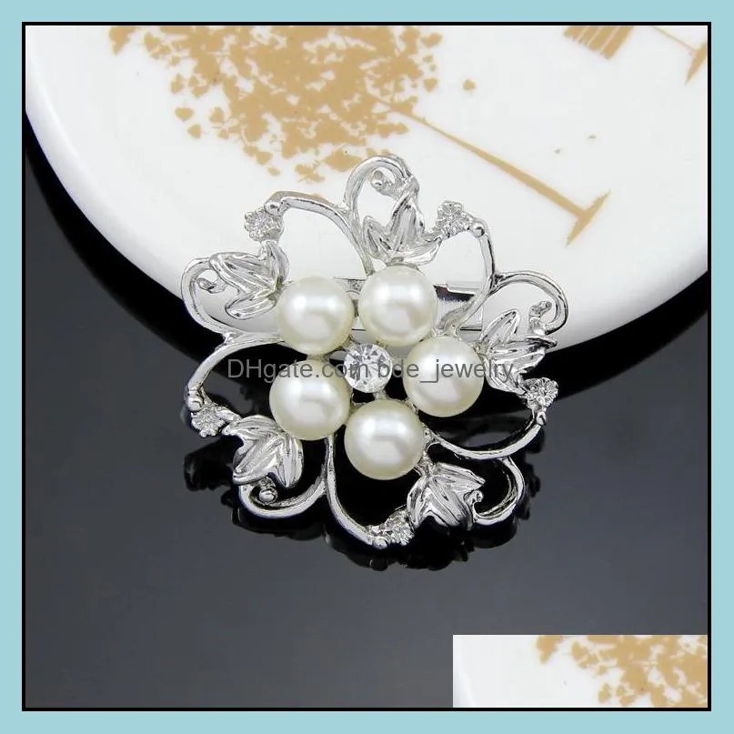 brooches fashion jewelry channel silver plated lapel flower scarf buckle clips crystal beautifully rhineston brooches