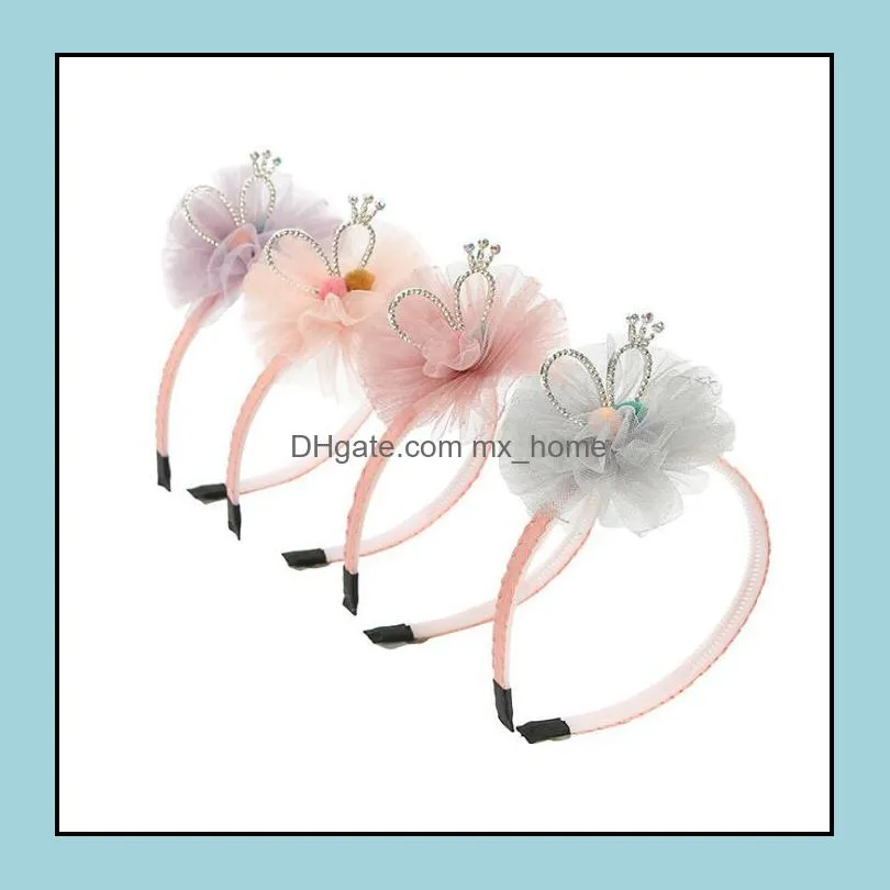 cute girl lace flower bunny ear hair clasp kids hairband princess child dance performance headband hair accessories 14695