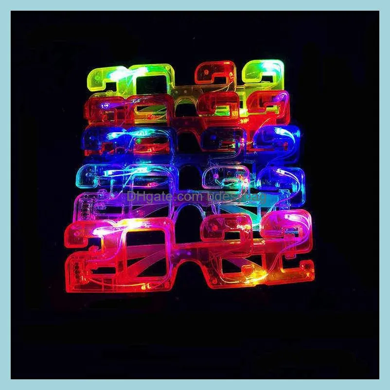 1pcs flashing 2022 led glasses luminous light glow headband night club bar eye wear gift party birthday cake candle sunglasses y220725
