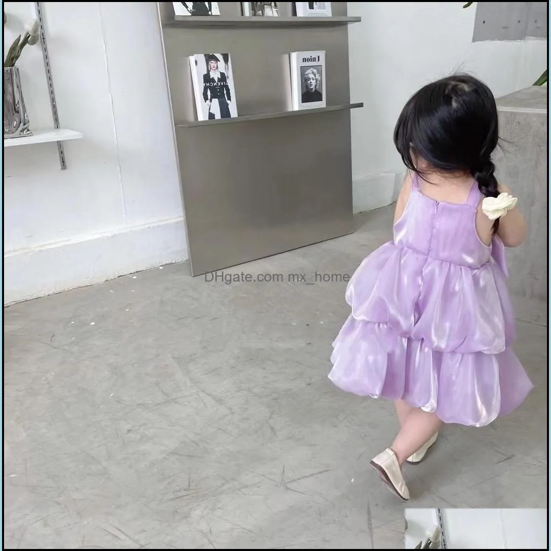 summer baby girls casual dress bubble skirt bowknot strap cake dress children kids princess dresses mxhome