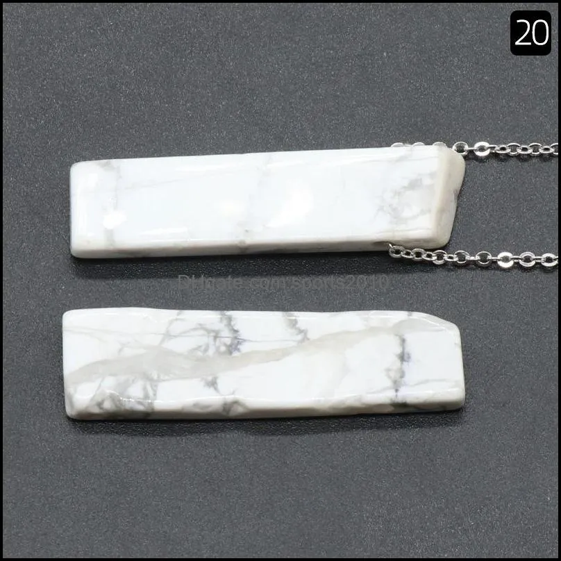 natural stone pendant raw mineral irregular rectangle quartz pendulum amazonite tiger eye lapsi crystals necklaces healin sports2010