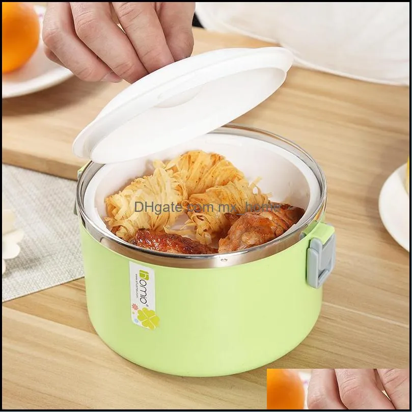 dinnerware sets stainless steel thermal lunch box 2 layer portable bento eco-friendly storage container for student picnic