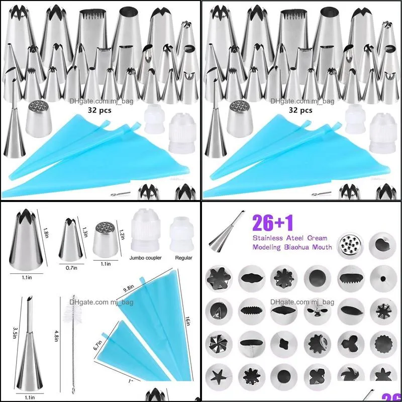 baking & pastry tools 32 pcs/set bag tips kitchen diy icing piping cream cookie tool bags nozzle set cake decorating