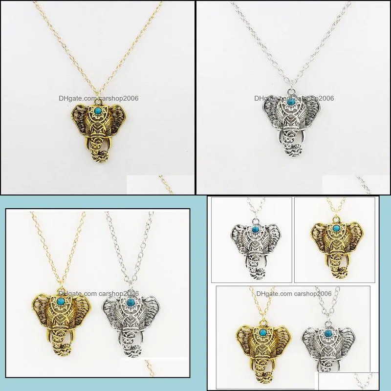 pendant necklace women boho ethnic turquoise elephant choker necklace chain necklaces