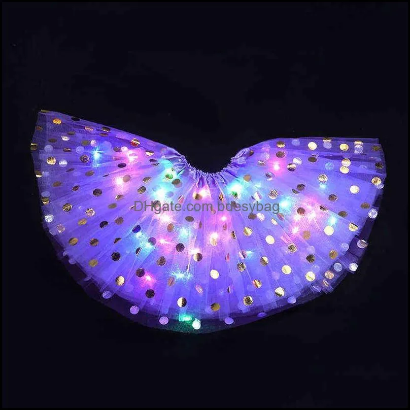 2022 new led skirt glow light tutu skirt flower luminous party wedding birthday home decoration gift 2-8 years girl wear y220725